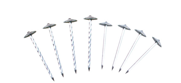 Roofing nails with umbrella head